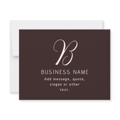 Modern Elegant Business Name Monogram | Dark Brown Note Card