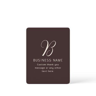 Modern Elegant Business Name Monogram | Dark Brown Thank You Card
