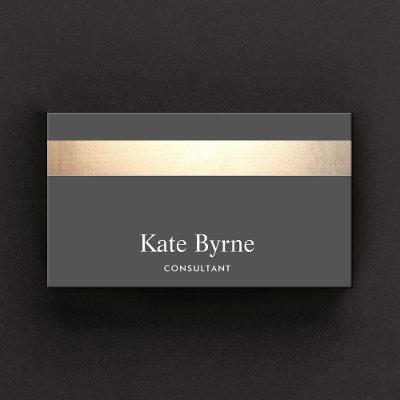 Modern Elegant Charcoal Gray Gold Stripe