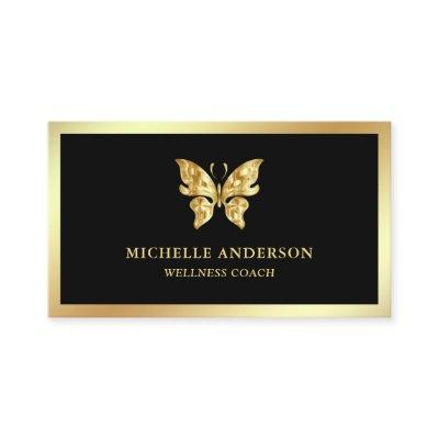 Modern Elegant Chic Black Gold Foil Butterfly