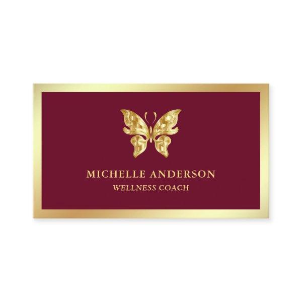Modern Elegant Chic Burgundy Gold Foil Butterfly