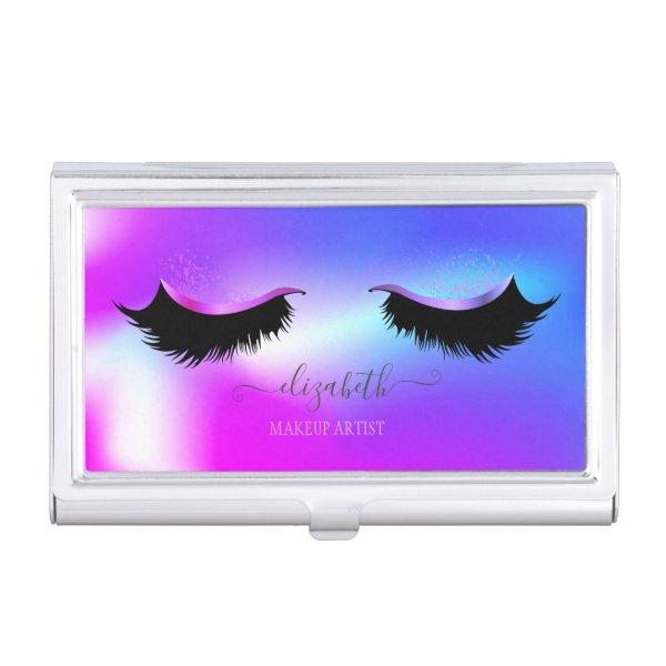 Modern Elegant Chic Ombre Holographic, Lashes  Case