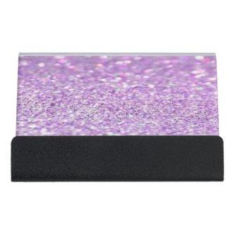 Modern Elegant Chic Purple  Glittery Bokeh Desk  Holder