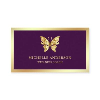 Modern Elegant Chic Purple Gold Foil Butterfly