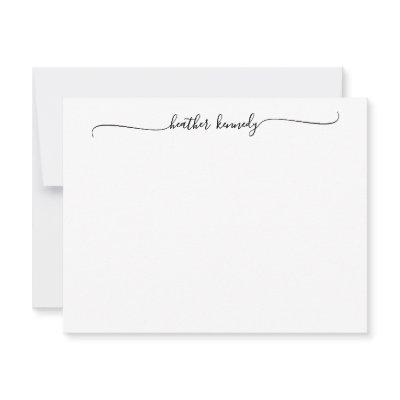 Modern Elegant Chic Swash Script Name Calligraphy  Note Card
