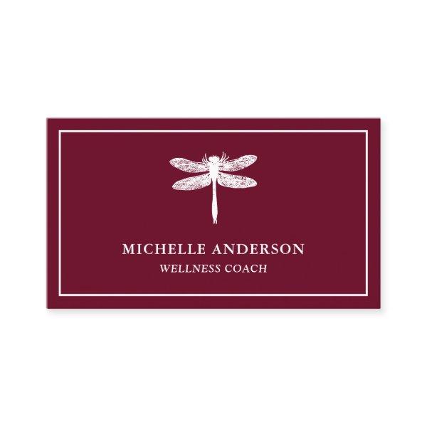 Modern Elegant Classic Burgundy White Dragonfly