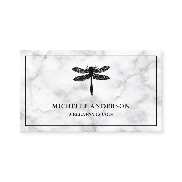 Modern Elegant Classic White Marble Dragonfly