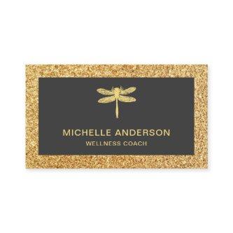 Modern Elegant Faux Gold Glitter Dragonfly