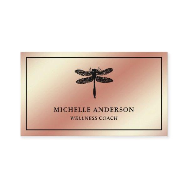 Modern Elegant Faux Rose Gold Foil Dragonfly