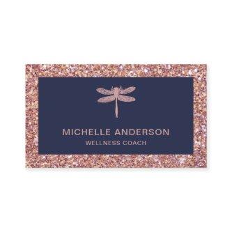 Modern Elegant Faux Rose Gold Glitter Dragonfly