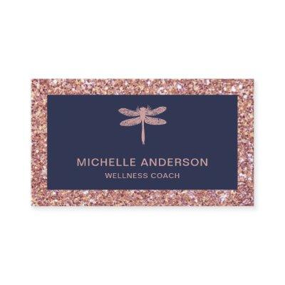 Modern Elegant Faux Rose Gold Glitter Dragonfly