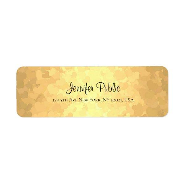 Modern Elegant Glamour Gold Hand Script Text Label
