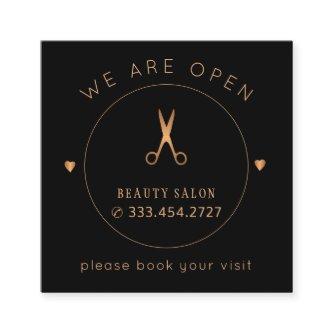 Modern elegant gold and black beauty salon appointment card