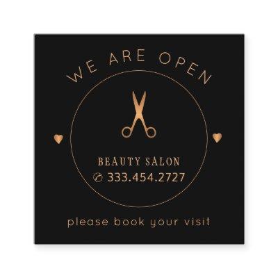 Modern elegant gold and black beauty salon appointment card
