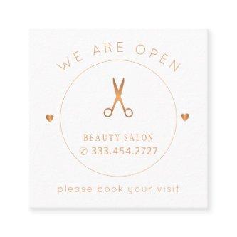 Modern elegant gold and white beauty salon appointment card