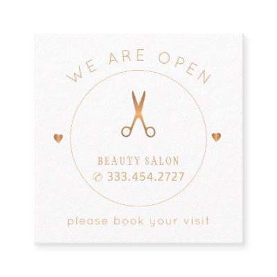 Modern elegant gold and white beauty salon appointment card