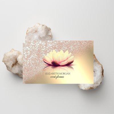 Modern Elegant Gold Glitter Bokeh Ombre Lotus