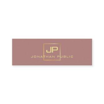 Modern Elegant Gold Look Monogram Professional Mini