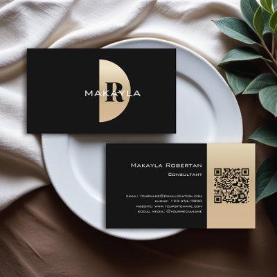 Modern Elegant Gold Monogram QR Code