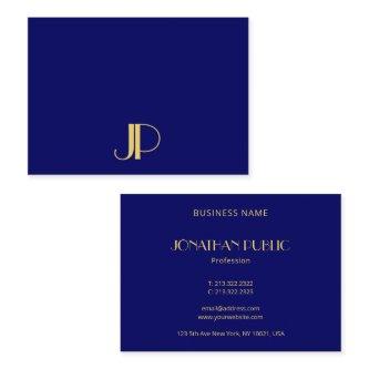 Modern Elegant Gold Monogram Template Navy Blue