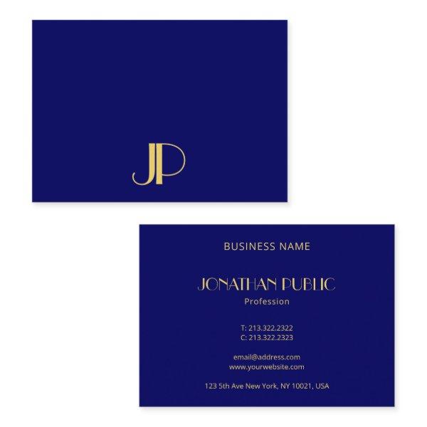 Modern Elegant Gold Monogram Template Navy Blue