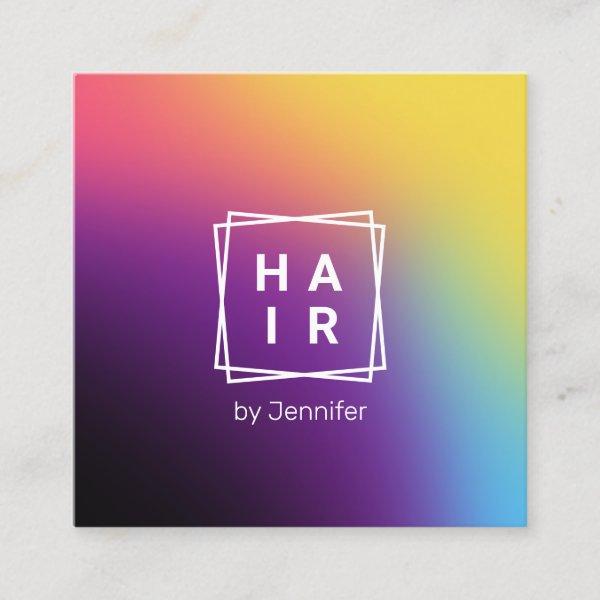 Modern elegant gradient colorful holographic hair square