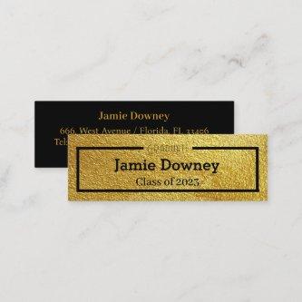 Modern & Elegant Graduate Gold Name Card