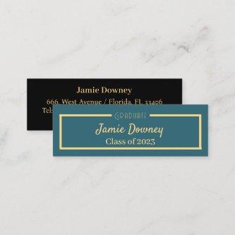 Modern & Elegant Graduate Teal Name Card