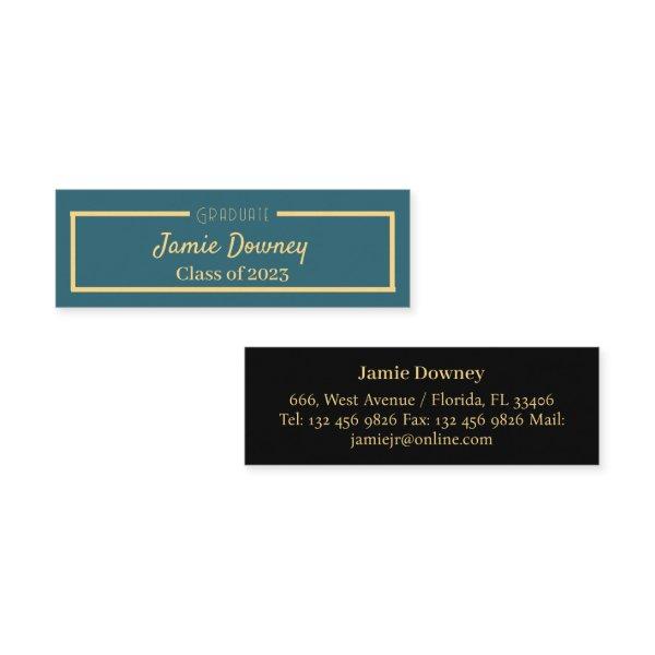 Modern & Elegant Graduate Teal Name Card
