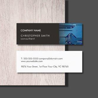 Modern Elegant Grey Blue Circuit Computer Repair Mini