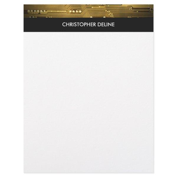 Modern Elegant Grey Gold Circuit Board Stripes