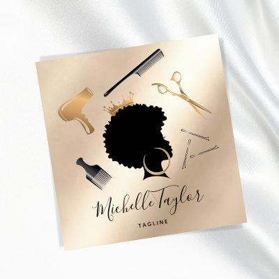 Modern Elegant Hairstylist Afro American Woman Square