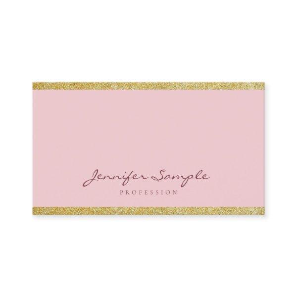 Modern Elegant Handwriting Script Pink Gold Plain