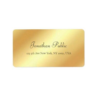 Modern Elegant Handwritten Script Name Gold Look Label