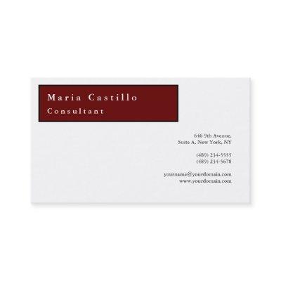 Modern Elegant Minimalist Plain Dark Red White
