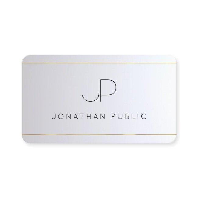 Modern Elegant Monogram Gold Silver Rounded