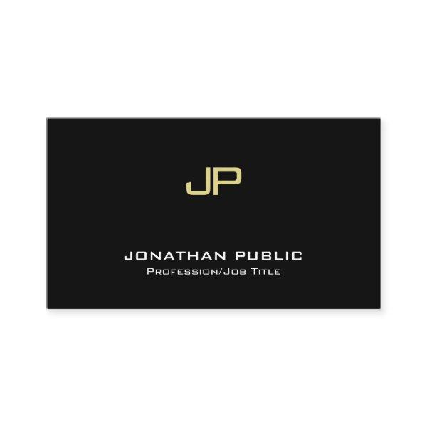 Modern Elegant Monogram Professional Black Gold
