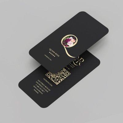 Modern Elegant Monogram Q Floral Black Gold