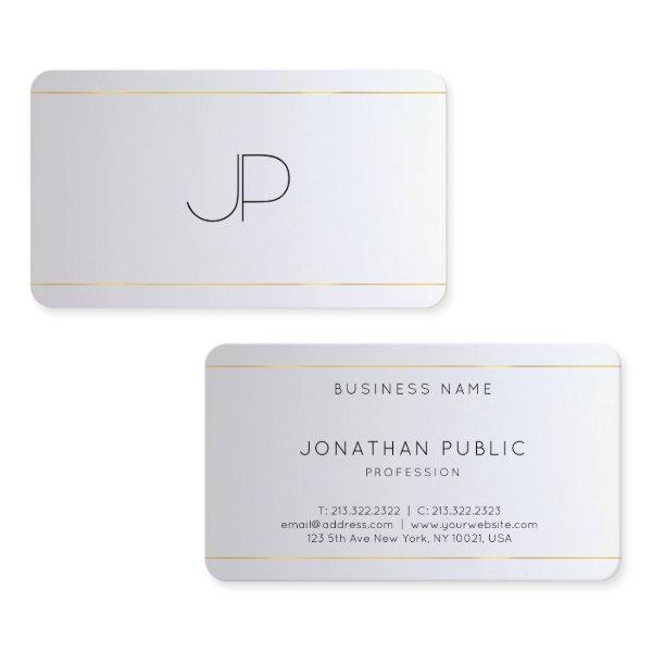 Modern Elegant Monogrammed Gold Silver Rounded