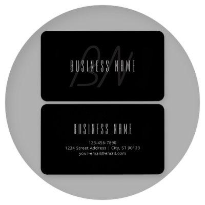 Modern Elegant Name & Monogram | Dark Grey & Black