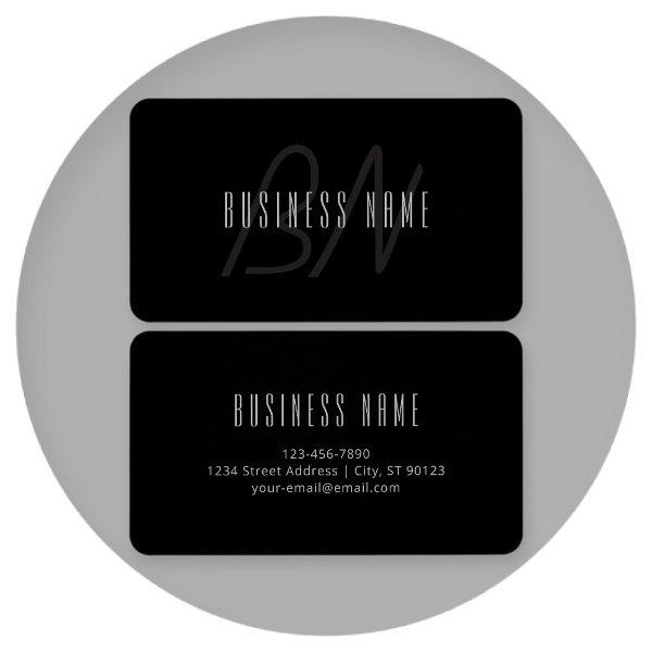 Modern Elegant Name & Monogram | Dark Grey & Black