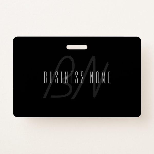 Modern Elegant Name & Monogram | Dark Grey & Black Badge
