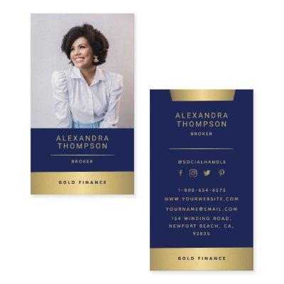 Modern Elegant Navy Gold CEO Professional Photo