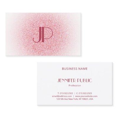Modern Elegant Pink Rose Gold Glitter Monogram