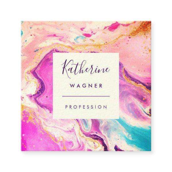 Modern Elegant Pink Swirl Professional Square