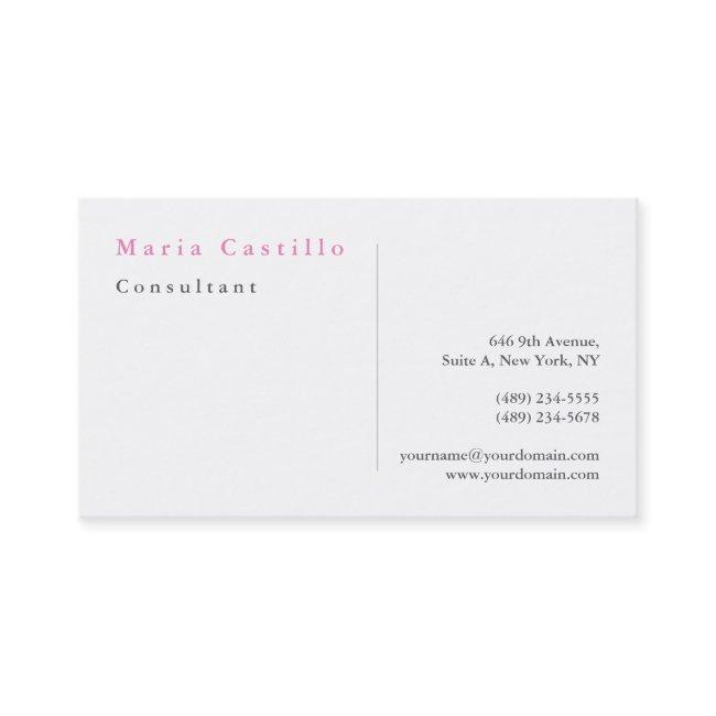 Modern Elegant Pink White Minimalist Plain