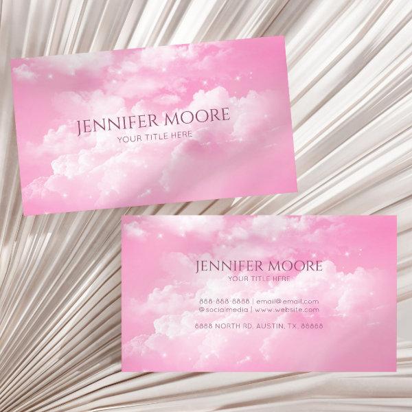 Modern Elegant Pink White Sparkle Clouds Custom