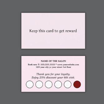 Modern Elegant Rose White Circle Salon  Loyalty Card
