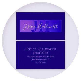 Modern Elegant Script Name & Monogram Ombre Purple
