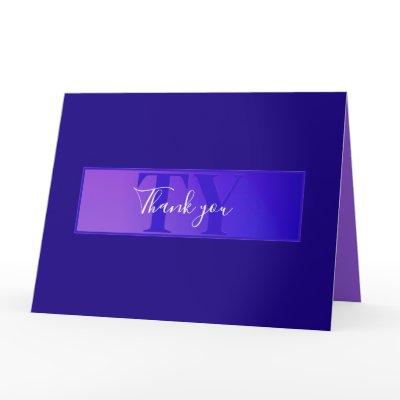 Modern Elegant Script Name & Monogram Ombre Purple Card
